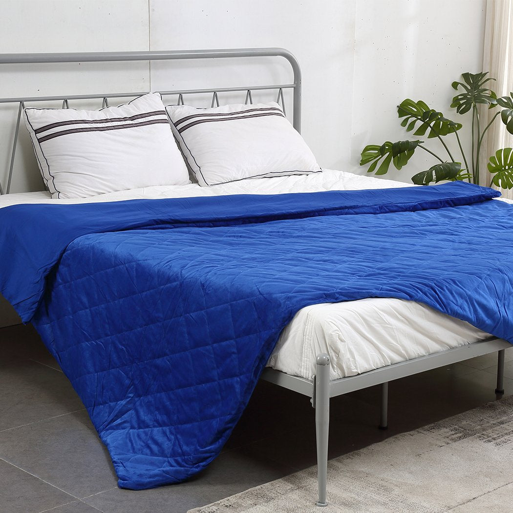 Weighted Blanket 12KG Heavy Gravity Deep Relax Adults Cotton Cover Blue Dreamz