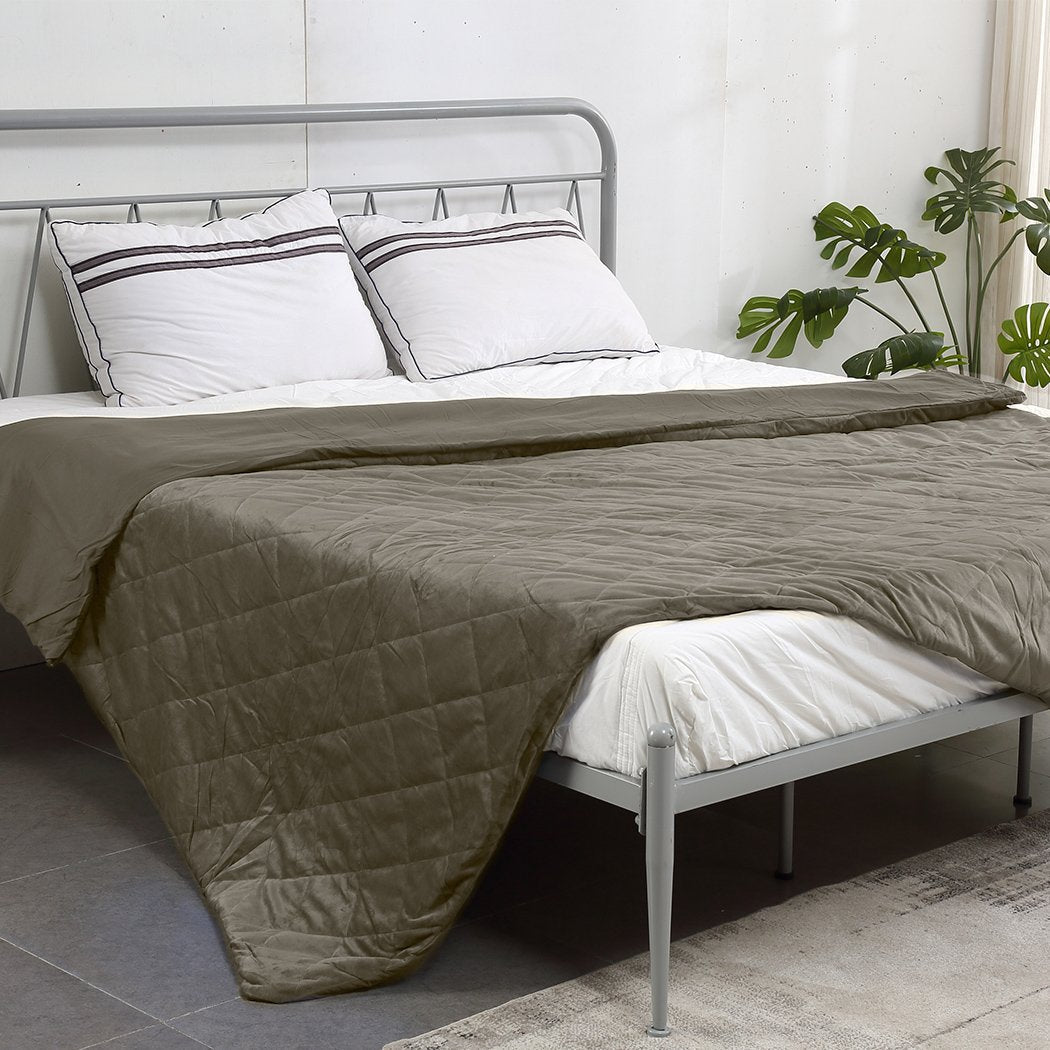 Weighted Blanket 10KG Heavy Gravity Deep Relax Adults Cotton Cover Brown Dreamz